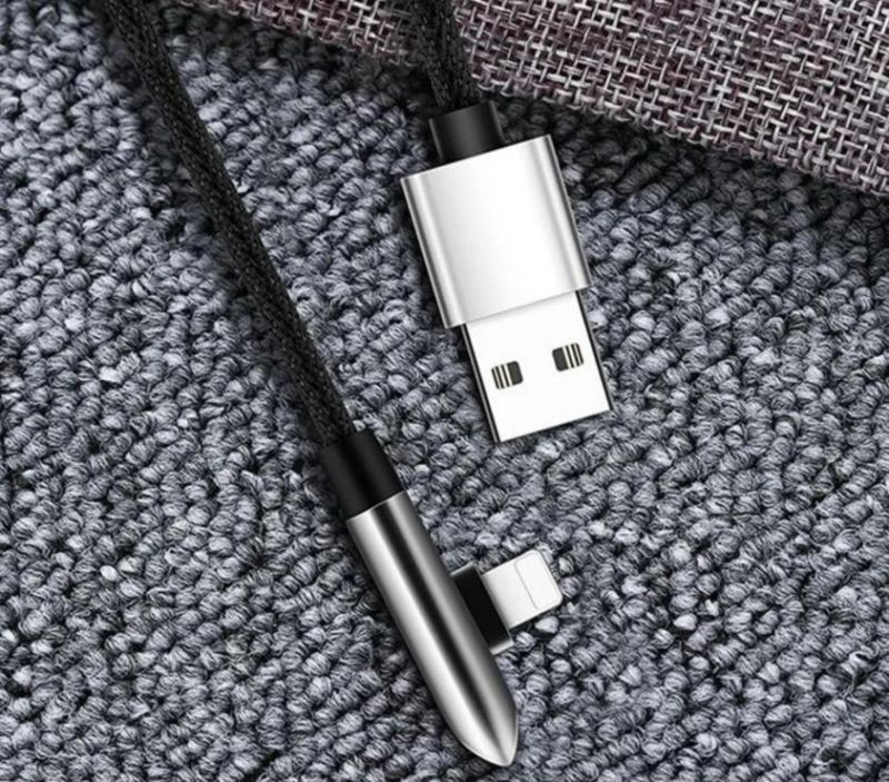Fabric Braided Right-Angle USB Cable for Apple/Android/Type C Cell Phone