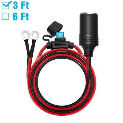 Cigarette Lighter Outlet 3FT + Eyelet Terminal Plug Power Supply Cord