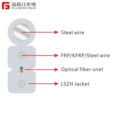 FTTH Indoor Outdoor 2 Core Self-Support Steel Wire Type Fiber Optic Cable Single Mode Drop Cable GJYXFCH