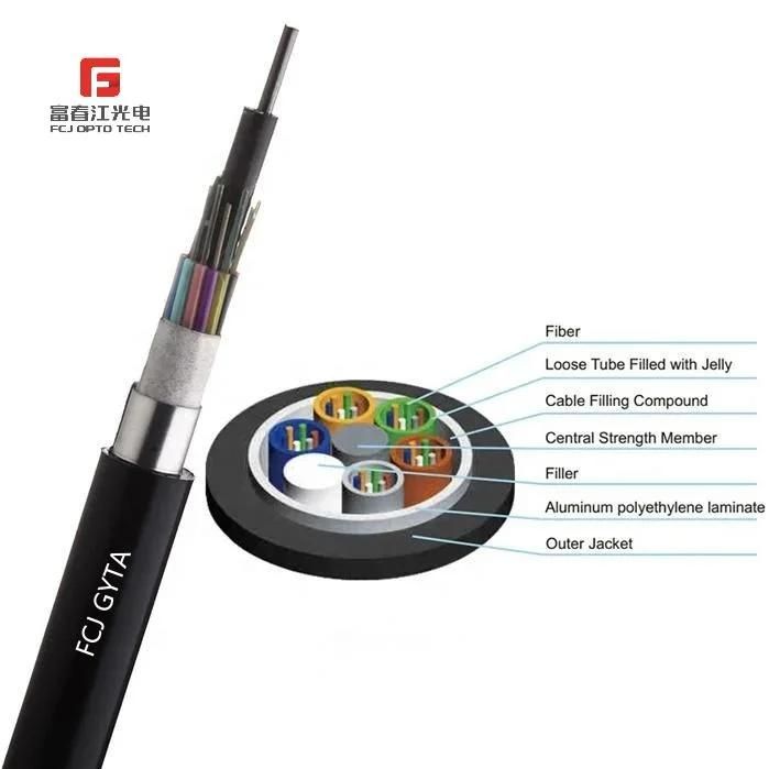 Hot Sale GYTA53 Armored Outdoor Direct Buried Optical Fiber Cable with Stranded Loose Tube, Steel Wire Strength Member and Aluminium Tap Armored