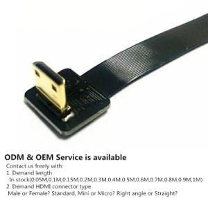 Xaja Ultra Thin HDMI Cable Type C Mini Right Angle 90 Degree Male to Female Straight Type C Flat Ribbon Cable Fpv