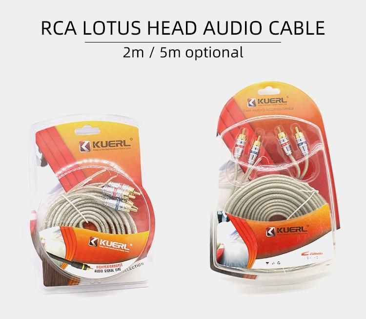Guangzhou Kuer Wholesale RCA Stereo Cable 2/5m Car Audio 2 RCA Cable
