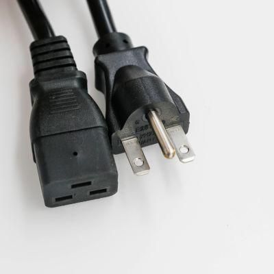 NEMA 6-15 Plug to IEC C19 Connector, 15A, 250V, 14/3 Sjt Cable Jacket UL