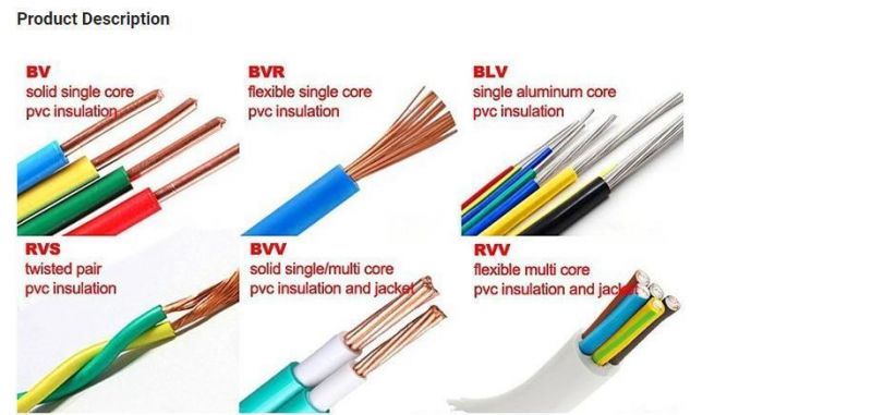 H05V-U/H05V-K/H07V-K China Manufacturer 300/500V 450/750V 600/1000V Solid or Stranded Copper Conductor Electric Household Wire