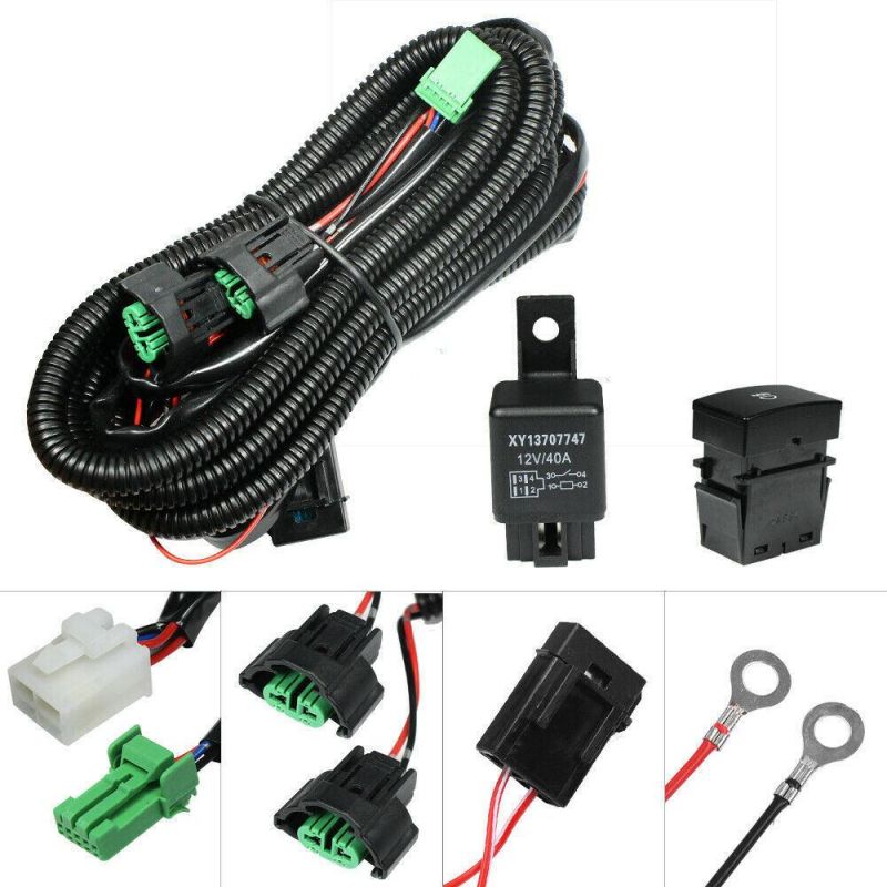 Fog Light Wiring Harness Kit H11 H8 H9 Fit for Honda 12V LED 40A Switch Relay