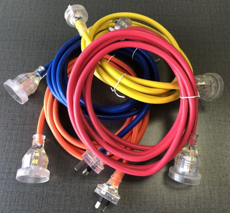 Australia Transparent Three Pins Extension Cord with SAA Certification