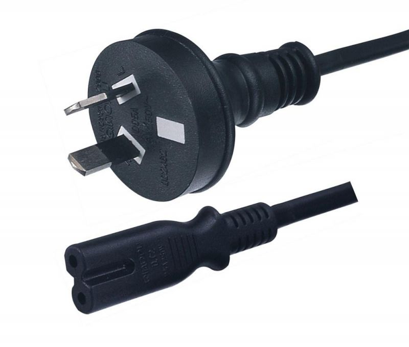 Australia Two Pins Power Cord SAA Approved and Qt2 Connector (AL101+AL117)