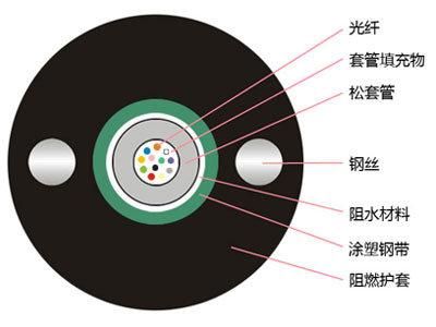 Outdoor, Metallic Strength Member with Central Tube and The Parallel Wire Steel-PE Flame-Retardant Fiber Optic Cable Gyxtzw