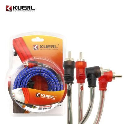 Car Audio Cable 5 Meter Blue Car RCA Cable with Color Box