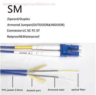 Tight Buffered 2.0mm/3.0mm Sc/LC/St/FC Fiber Optical Jumper Indoor GJFJV 1/2/4/6/8/10 Core Cable for Patch Cords and Pigtails