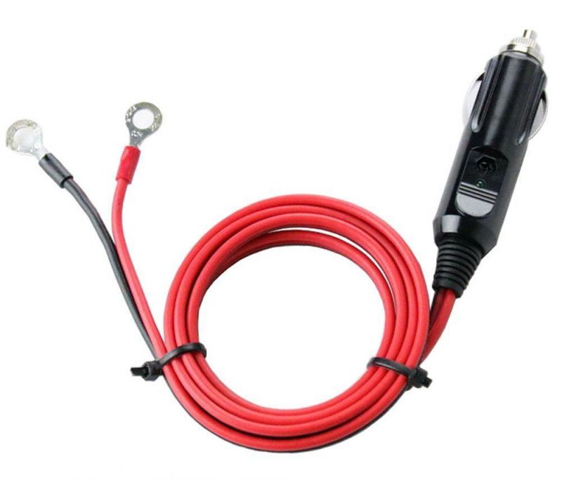 12V 24V Heavy Duty 16 AWG 15A 20A Male Plug Cigarette Lighter Adapter Power Supply Cord with 1 Meter 3.3 Feet Cable Wire