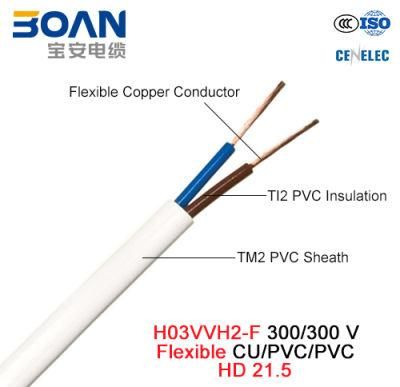 H03vvh2-F, Electric Wire, 300/300V, Flexible Cu/PVC/PVC (HD 21.5)