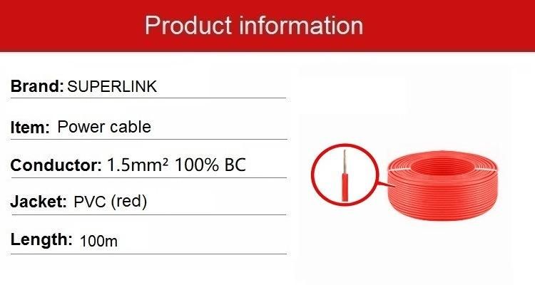 PVC Power Cable 3G 0.5mm Ruu Ht Cable 1core 2core 3core 95mm 100FT Red Electric Wire for Wiring System Engineering