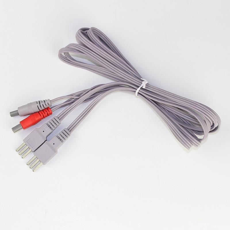 2 in 1 Electrode Lead Wires/2 Buttons Tens Lead Wire Snap 3.5mm and DC 2.35mm
