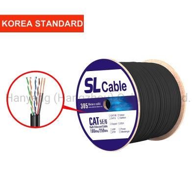 SL Brand UTP Cat5e with Power Cable Black LAN Cable RJ45 8p8c Flat Ethernet Network