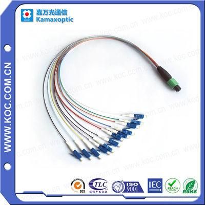 12 Colored 0.9mm Fiber Optical Cable with MPO and LC Fanout Connectors