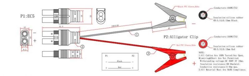 Vehicle Jump Starter Cable Automotive Harness Cable with Battery Claps
