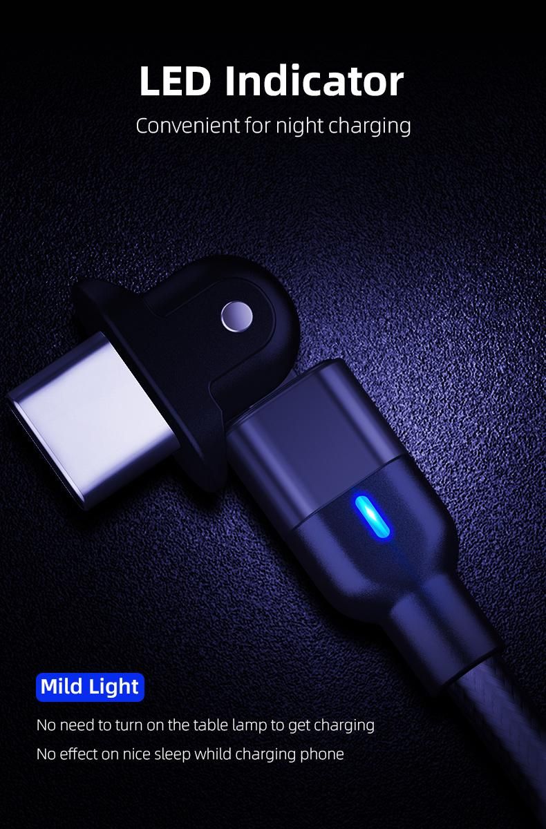 New Arrival Durable Nylon Braided Micro USB Type-C 180 Rotation 2.4A Data USB Charging Cable for Android Xiaomi