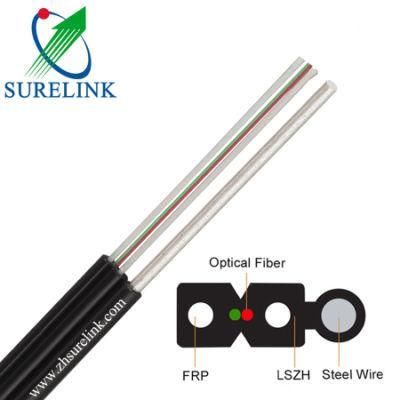 Aerial Sm mm PVC or LSZH Jacket Outdoor Fibra Cable Optical Fiber Cable with Solid or Stranded Messenger Flat Drop Cable