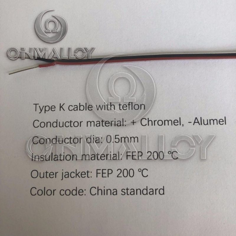 Type K Thermocouple Cable Teflon Insulated and FEP 200degree Jacket