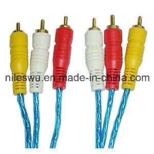 Blue Color Transparent 3r-3r/3RCA/RCA Cable with Al Foil