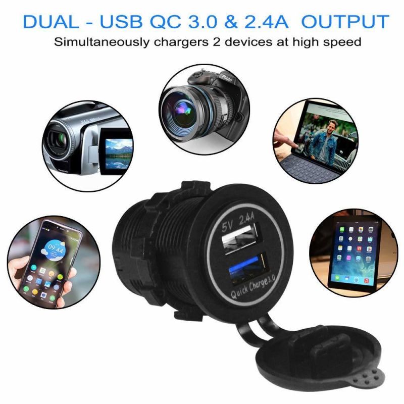 Dual USB Charger Socket Power Outlet Quick Charge 3.0 & 2.4A