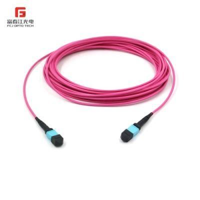 Fcj Opto Tech 24 Cores Fiber Optic Jumper MPO Trunk Cable Om3 Om4 Aqua MPO/MTP Jumper Cable