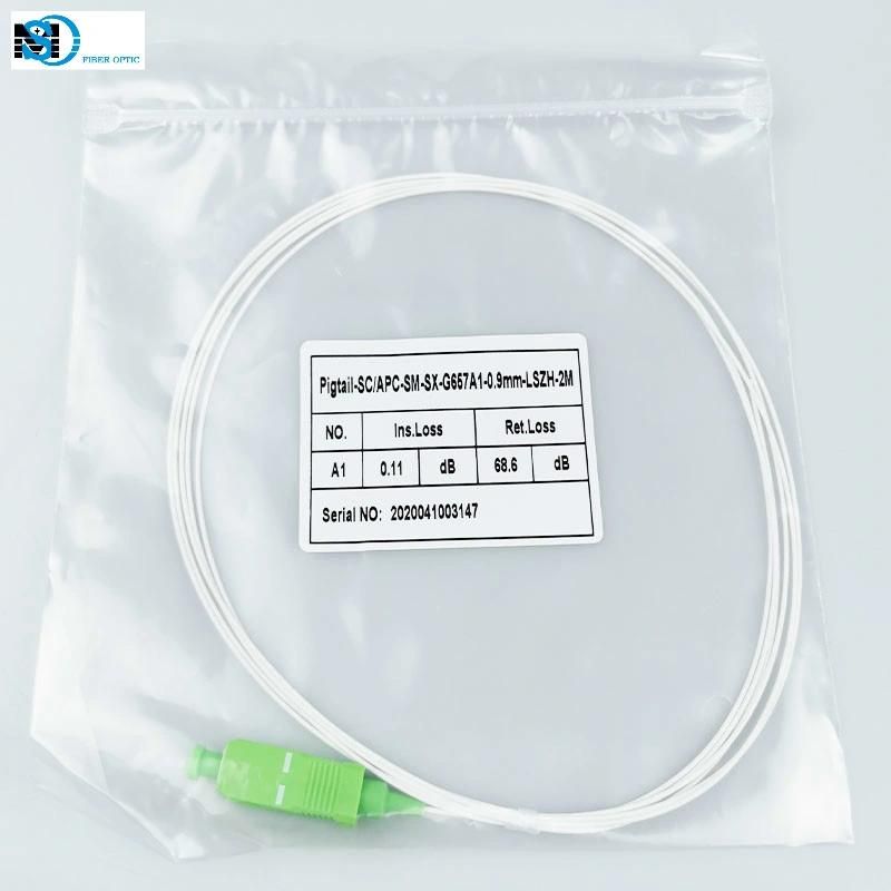 0.9mm Sc/APC Fiber Optic Pigtail for FTTH