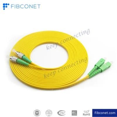 FTTH Single Mode 9/125 Duplex Sc/APC - FC/APC PVC LSZH Fiber Optic Patch Cord