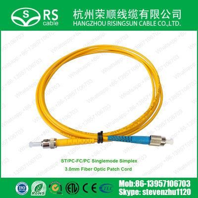 St/Upc-FC/Upc PC APC Singlemode Simplex 3.0mm Optical Fiber Patch Cord