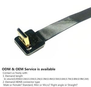 Xaja New 30cm Mini Right Angle HDMI to HDMI Flexible Flat Ribbon Cable for Fpv