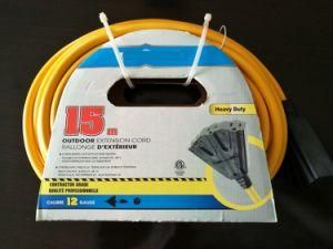 Outdoor Extension Cord with Triple Outlet in U Shape Card Packaging