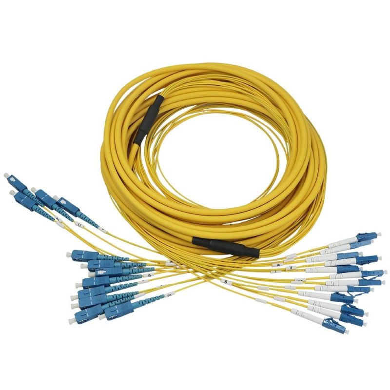 Fiber Optic Fanout LC-Sc G652D 24 Cores 10 Meters with Metal Fanout Kit
