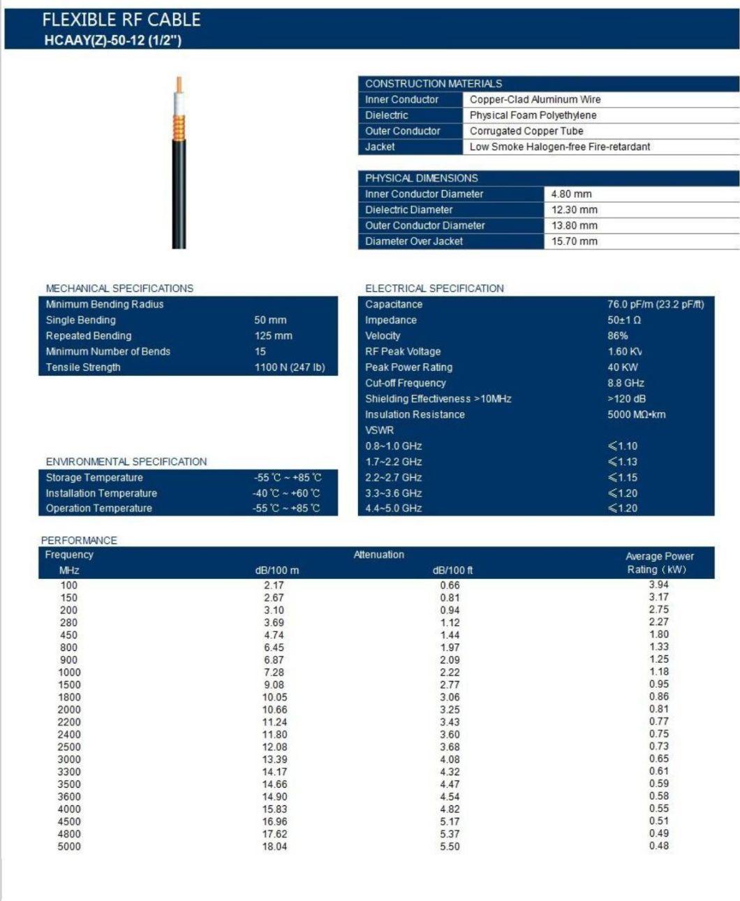 High Quality 1/2" RF Feeder Cable Coaxial Cable