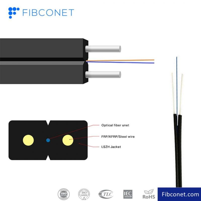 FTTX FTTH 1 2 4 Cores optical cable G657A1 G657A2 fiber GJXFH Singlemode Fiber Optic Drop Cable