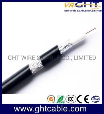 0.9mmccs, 4.8mmfpe, 64*0.12mmalmg, Od: 6.8mm Black PVC Coaxial Cable RG6