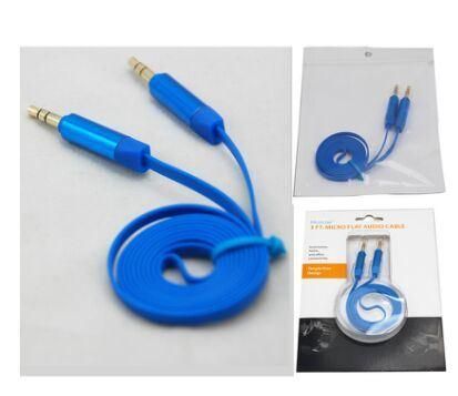 Aux Cable Car Audio Cable 3.5mm Stereo Flat Cable Blue Color