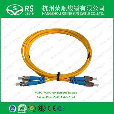 FC/Upc-FC/Upc PC APC Singlemode Duplex 3.0mm Fiber Optic Patch Cord