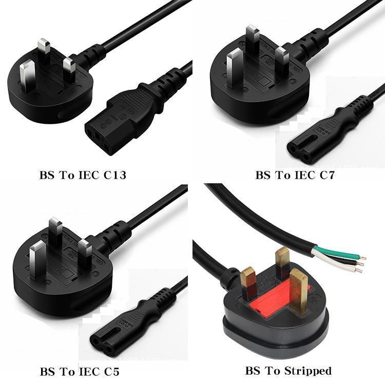 Copper 3 Pin UK Plug PC Laptop Computer Monitor AC Power Cord Cable for Hair Dryer Power Cable