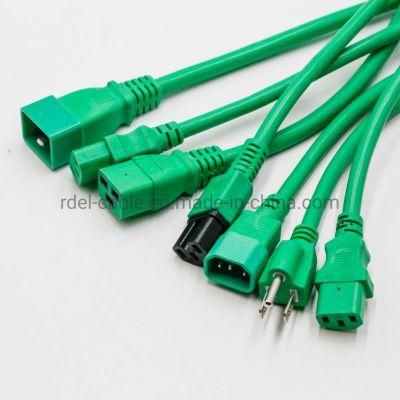 Universal CPU Power Cord - NEMA 5-15p Right Angle to C13 Left Angle Green