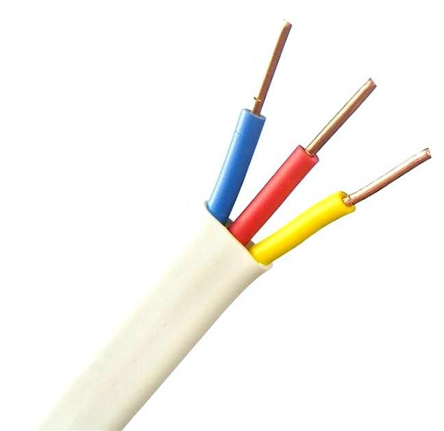 0.75-10mm 2/3 Cores Copper Conductor Environmental PVC Insulated PVC Sheathed Flat Cables