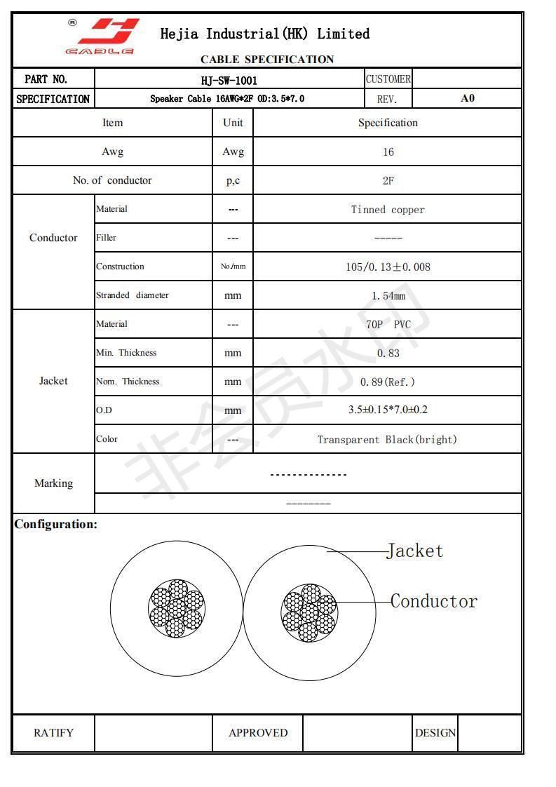 Professional Manufacture Factory with TUV UL Certificate Audio Cable