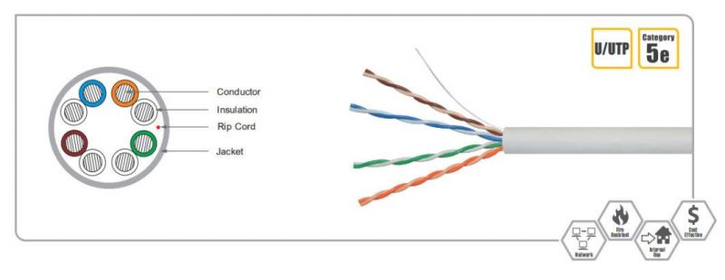 Outdoor Rated Cat5e with Waterproof Tape LAN Cable