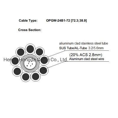 Stainless Steel Tube 20% Acs Optical Fiber Opgw Communication Cable 12core 24core 48core