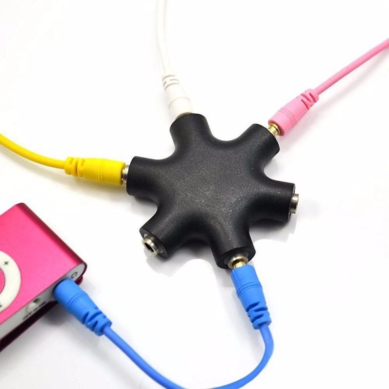 5 Way Splitter 6 Ports Headphone Adapter Audio Split 3.5mm