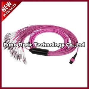 10Gig OM3 12F MTP-LC Harness Breakout Cable Fiber Optic Patch Cable Aqua