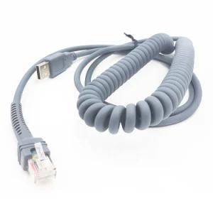Spiral Cord USB a Male to RJ45 Cable for Symbol Barcode Scanner
