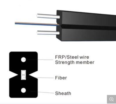 1, 2core, G657A2, LSZH Sheath, Butterfly Flat Indoor FTTH Dropwire Cable