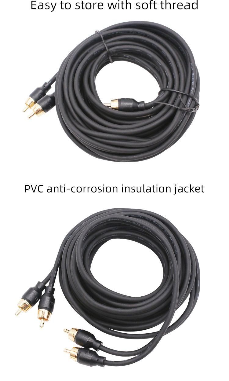 New Arrival 2 Channel RCA Audio Cable Home Audio Wire 5m 100% Copper Car Audio Cable