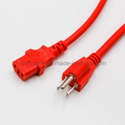 Extension Power Cord NEMA 5-15p Plug to IEC 60320 C13 UL Red RoHS